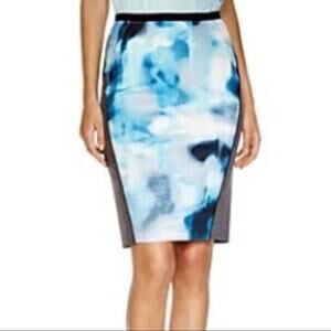 T Tahari Penza Abstract Pencil Scuba Stretch Skirt Size 14